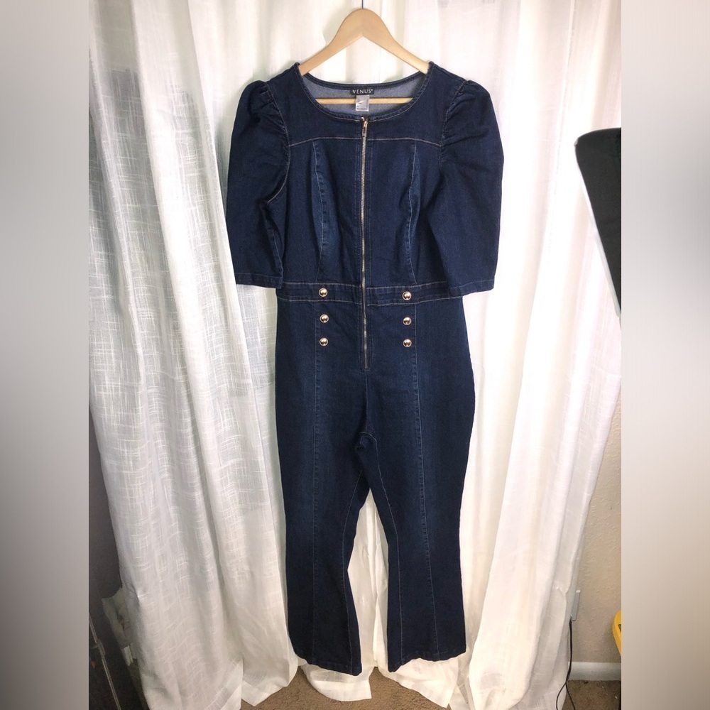 VENUS Dark Blue Jumpsuit with Metallic Buttons size 16 NWOT - Picture 7 of 15
